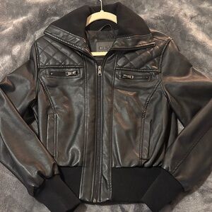 Ciso Black Leather Jacket for Women